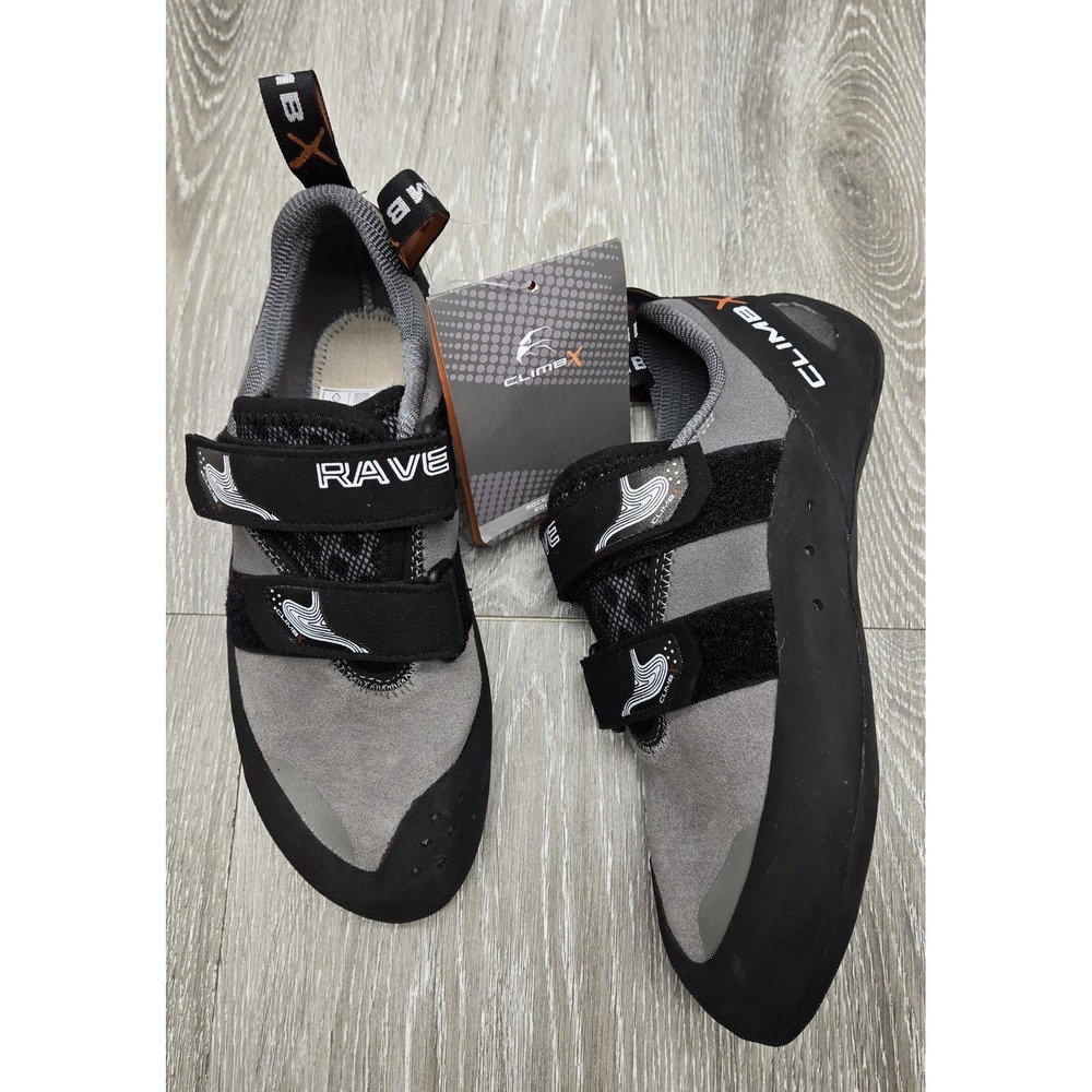 Climb X Rave Granite Rock Climbing Shoes Grey Black US 6.5 EUR 39 NEW